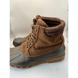Sperry Top Sider Duck Boots Brown Wool Waterproof Winter Snow Size 9